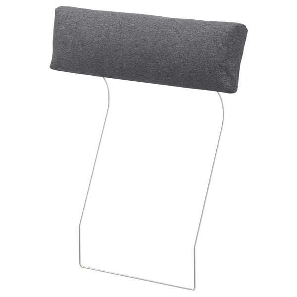 A VIMLE headrest in grey with a modern wire frame design, perfect for comfort and easy cleaning.