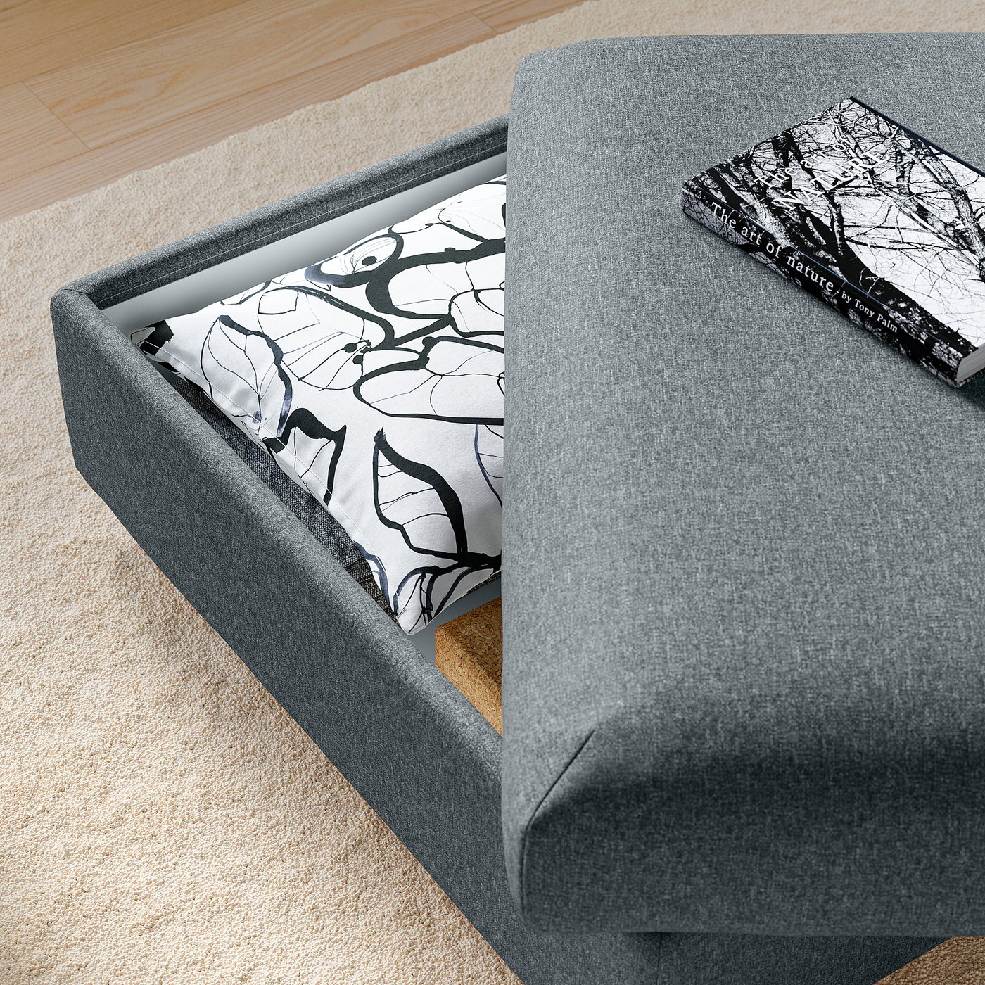 VIMLE footstool with storage, Gunnared medium grey - IKEA Estonia