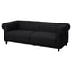 VISKAFORS black sofa, classic design, soft rounded shapes, deep cushions, cotton-polyester fabric.