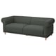 Dark green VISKAFORS sofa, classic design with rolled arms, soft cushions, wooden legs.