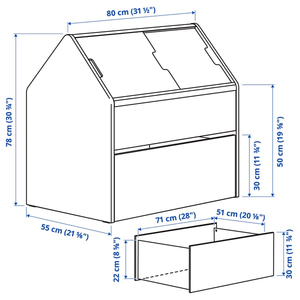 Illustration with measurements for the product: VITBJÖRN.