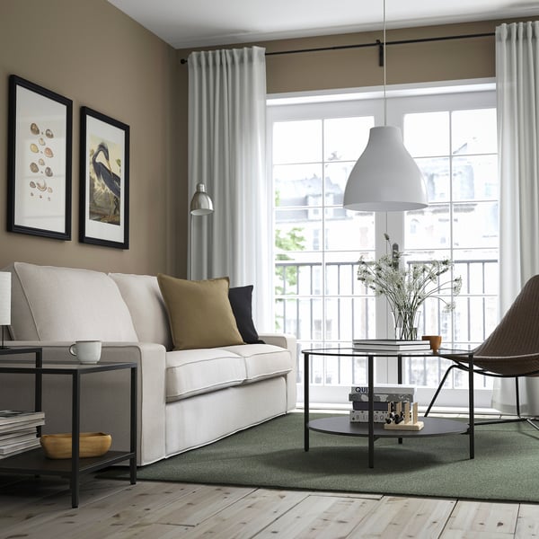 VITTSJÖ Coffee table, black-brown/glass, 75 cm