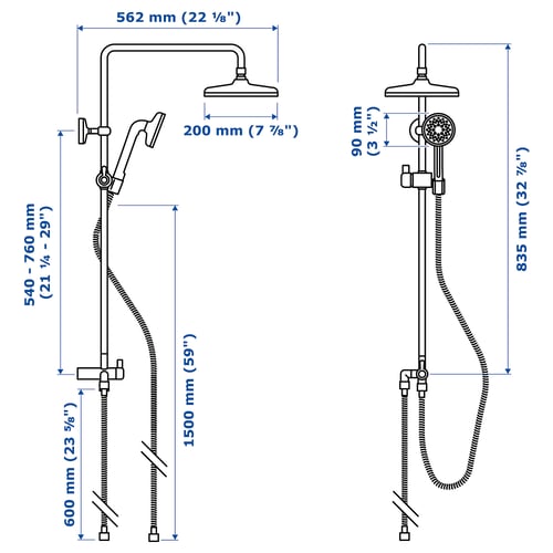 Illustration with measurements for the product: VOXNAN.