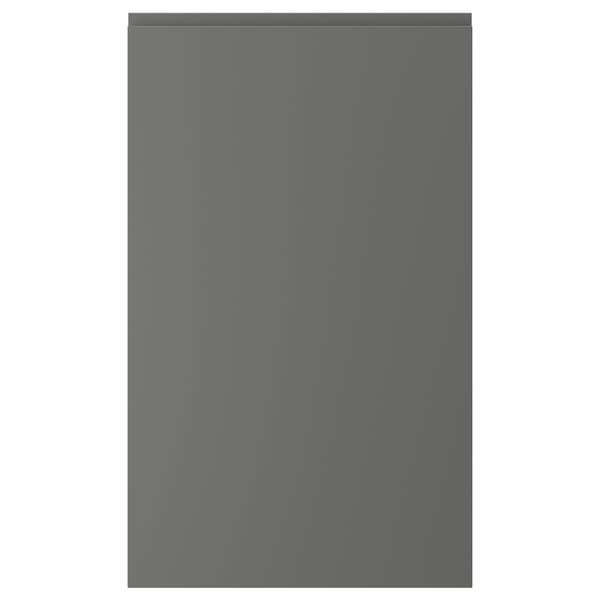 VOXTORP dark grey kitchen cabinet door with minimalist, smooth design and integrated handles.