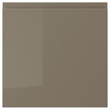 VOXTORP door: sleek, dark grey-brown, glossy finish; rectangular shape, integrated handle.