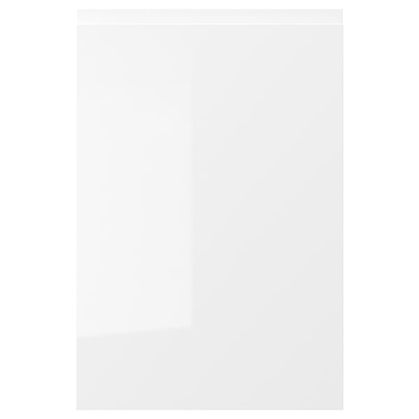 VOXTORP fronts: sleek, white, glossy; modern design.