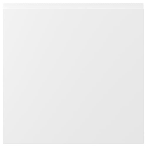 VOXTORP, white modern kitchen door, matt surface, plastic edges, square shape, minimalist design.
