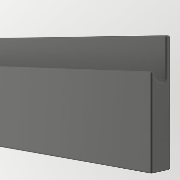 Dark grey modern drawer front with smooth finish and integrated handle.