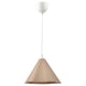 A ZEBRASÄV pendant lamp with a beige asymmetrical paper pulp shade. It hangs from a white cord, showcasing a unique and playful design.