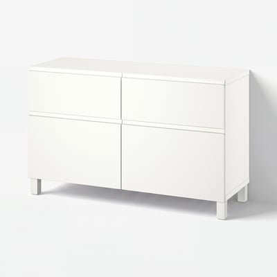 BESTÅ Hoiumööbli kombinatsioon, valge/Västerviken/Stubbarp valge, 120x42x74 cm