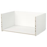 Ikea BESTÅ valge sahtliraam, ristkülikukujuline, ilma käepidemeteta. Valmistatud puitlaastplaadist ja kaetud plastfooliumiga. Ideaalne ladustamiseks.