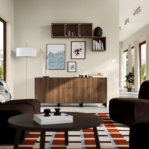 BESTÅ Sahtlitega kapp, mustjaspruun/Lappviken/Stubbarp pähkliimitatsioon, 180x42x74 cm