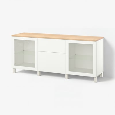 BESTÅ Sahtlitega kapp, Sindvik valge/Lappviken/Stubbarp valge, 180x42x76 cm