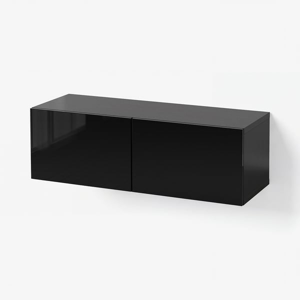 BESTÅ Seinakappide kombinatsioon, mustjaspruun/Selsviken must, 120x42x38 cm