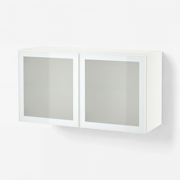 BESTÅ Seinakappide kombinatsioon, valge Glassvik/valge/heleroheline mattklaas, 120x42x64 cm