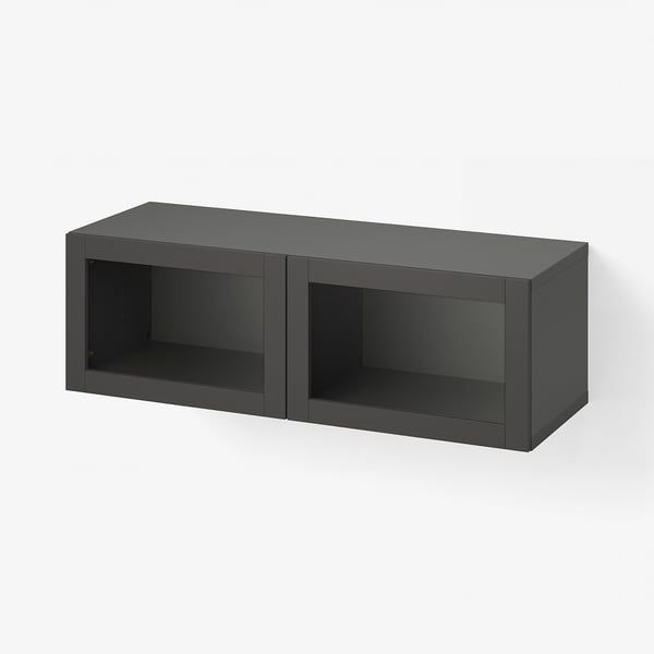 BESTÅ Ustega riiulid, tumehall/Sindvik tumehall, 120x42x38 cm