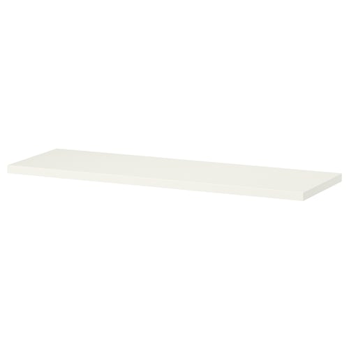 BURHULT riiul valge, ristkülikukujuline, moodne minimalistlik disain, valmistatud puitlaastplaadist ja plastikust.
