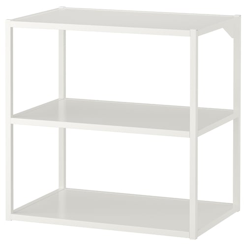 Valge riiul ENHET, kaks avatud riiulit, kaasaegne minimalistlik disain.