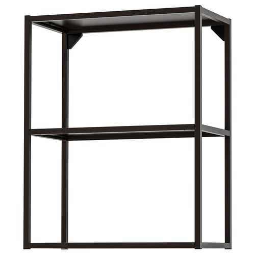 Must ENHET metallist panipaik kahe avatud riiuliga, elegantne kaasaegne disain.