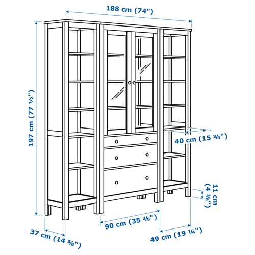 Illustratsioon toote mõõtudega: HEMNES.