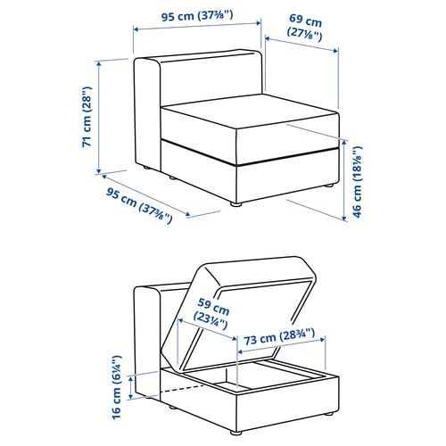 Illustratsioon toote mõõtudega: JÄTTEBO.