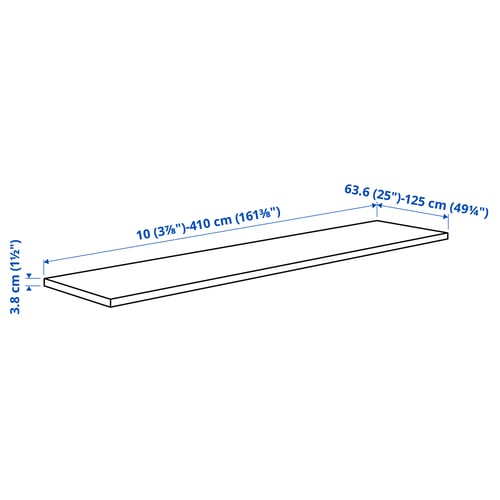 KARLBY Eritellimusel valmistatud tööpind, pähkel/spoon, 63.6-125x3.8 cm