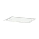 ikea KOMPLEMENT klaasriiul, läbipaistev, ristkülikukujuline, valge äärisega.