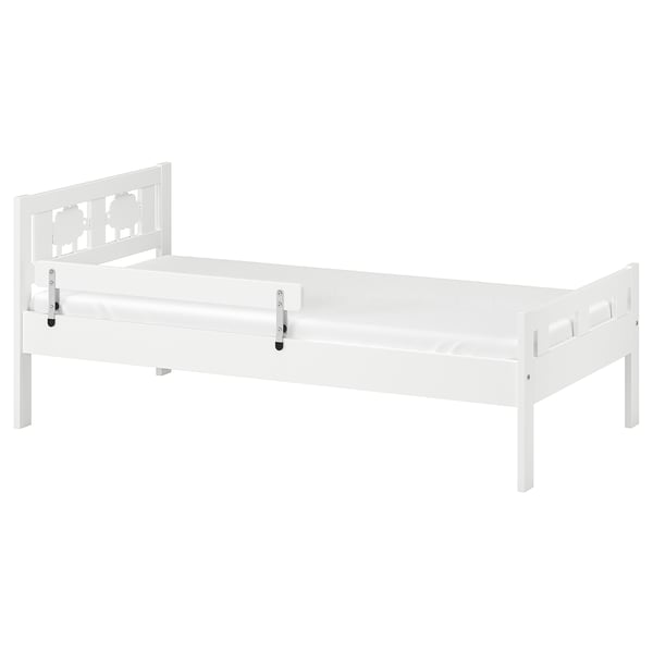 KRITTER valge voodi akrüülvärvi raamiga, puitkiudplaat, turvapiire lastele.
