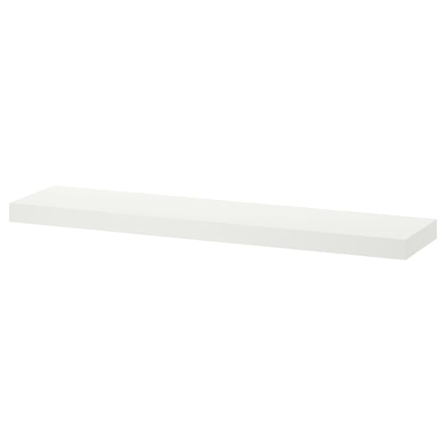 Valge LACK seinariiul, minimalistlik disain läbipaistva lakiviimistlusega.
