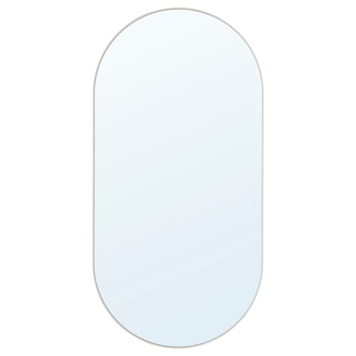 LINDBYN, valge, ovaalne peegel, minimalistlik stiil, seinakinnitus.