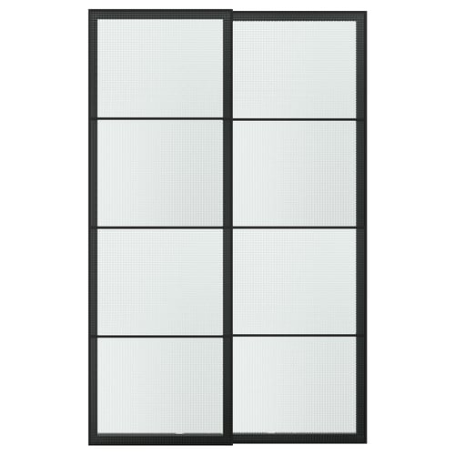 LUNDBRÄSMA Lükanduste paar, must/ruuduline klaas, 150x236 cm