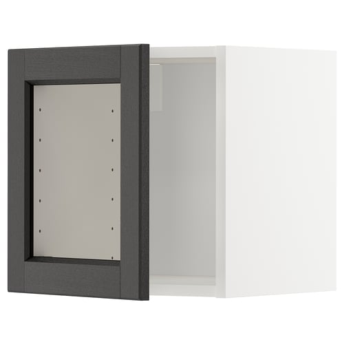 Tumehall METOD köögi seinakapp, millel on ruudukujuline raam ja ilma ukseta. See on minimalistlik ja kaasaegne.