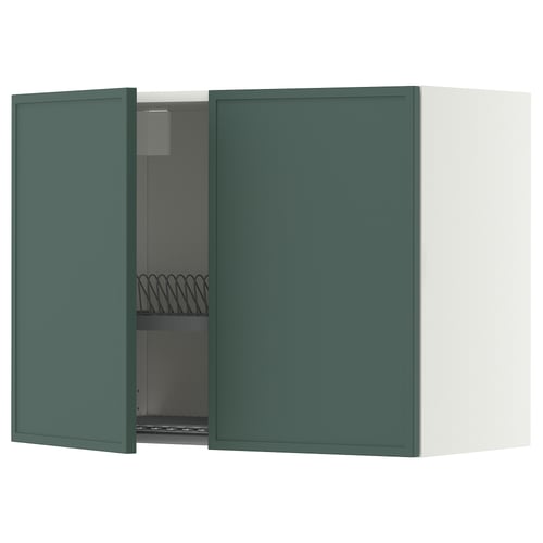 METOD Nõud.pesur/2 uksega seinakapp, valge/Aspudden tume hallikasroheline, 80x60 cm