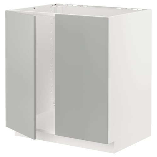 Valge METOD köögikapp, ristkülikukujuline, minimalistlik disain, helehall, kaasaegne puhas välimus.