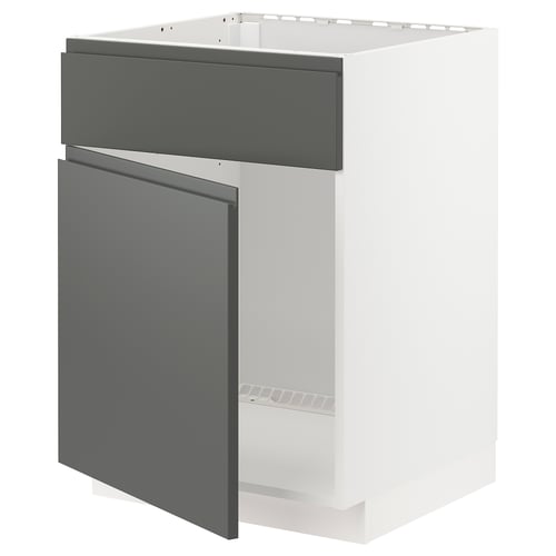 Moodne hall ikea köögikapp elegantse, käepidemeteta disainiga.
