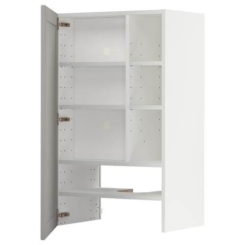 Valge ikea METOD köögikapp reguleeritavate riiulite ja pööratava uksega.