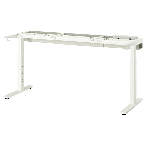MITTZON valge alusraam, reguleeritav, terasest ja vildist, ristkülikukujuline, kaablihaldusega lauaalus.