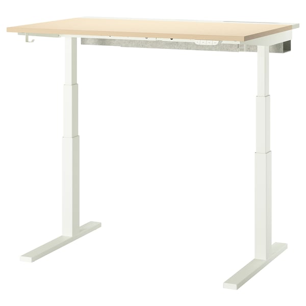 MITTZON kirjutuslaud, valge, reguleeritava kõrgusega, ristkülikukujuline ülaosa, siledad jalad, minimalistlik disain.