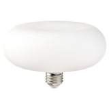MOLNART LED-pirn, valge, mattklaasist kattega, ümmarguse kujuga, kiirgab sooja valgust.