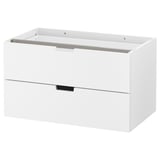 Ikea NORDLI valge 2 sahtliga kummut; klanitud, ristkülikukujuline; kaasaegne disain metallist käepidemetega; Ideaalne kompaktsetesse ruumidesse.