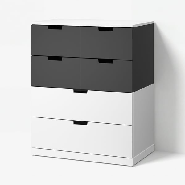 NORDLI 6 sahtliga kummut, valge/antratsiidi tooni, 80x99 cm