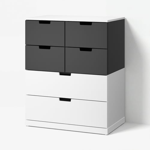 NORDLI 6 sahtliga kummut, valge/antratsiidi tooni, 80x99 cm