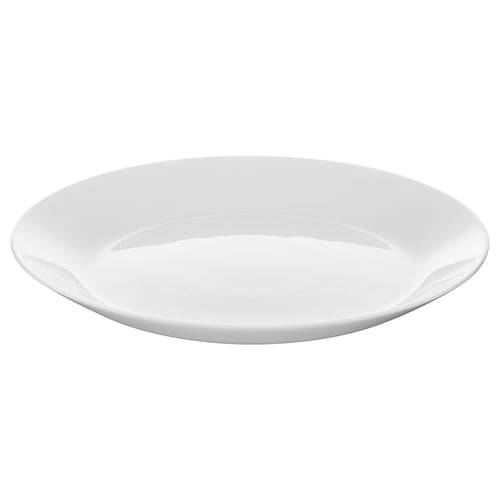 Elegantne valge OFTAST plaat, ümmargused, siledad servad, valmistatud karastatud klaasist.