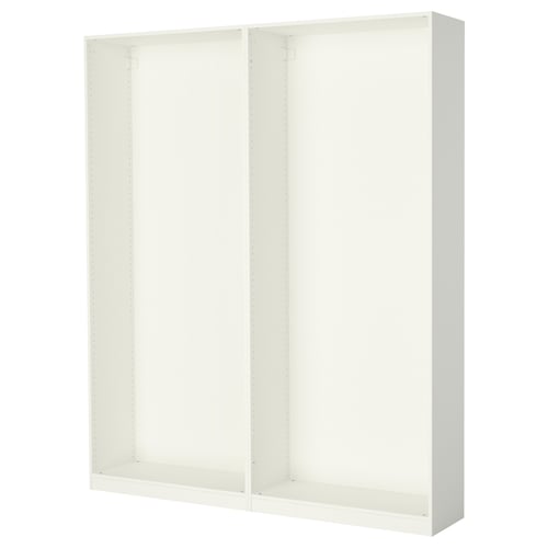 Valge ikea PAX garderoobiraam, ristkülikukujuline, reguleeritavate jalgadega.