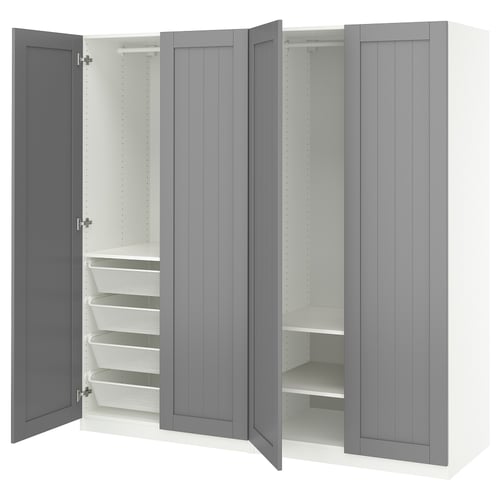 Hall PAX riidekapp 3 uksega, võrksahtlid, pehmelt sulguvad hinged.