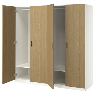 Ikea PAX tammeustega riidekapp, kaasaegne disain, riiulid, riputusparras.