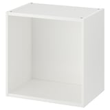 Valge PLATSA panipaik. Minimalistlik disain puhaste joontega. Ruudukujuline, valmis uste ja korraldajatega kohandamiseks.