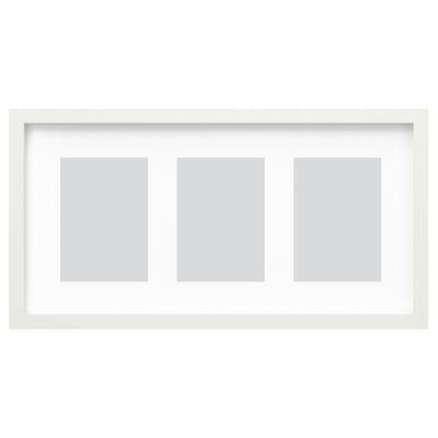 Valge raam RÖDALM, minimalistlik, 3 fotosektsiooni, plastkate.