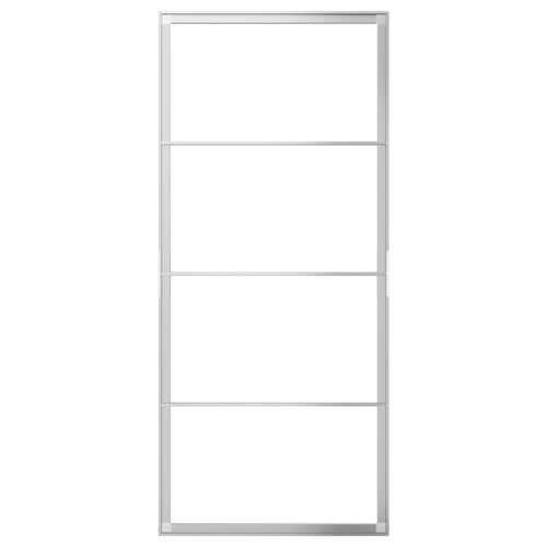 SKYTTA lükandukse raam, mis on hõbedane ja minimalistliku disainiga.