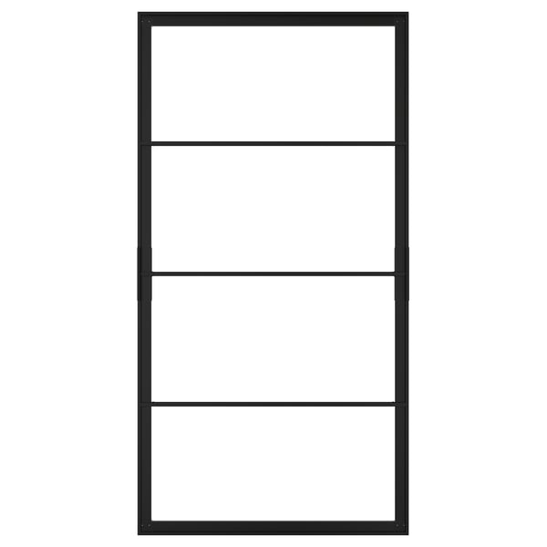 Must SKYTTA lükandukse raam; minimalistlik, ristkülikukujuline disain.